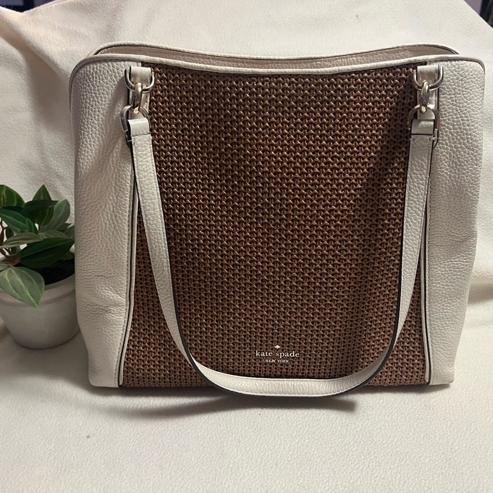 Kate Spade White and Brown Textured Bag